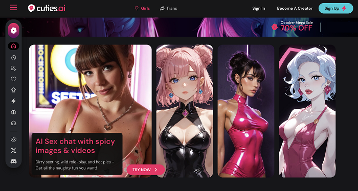 Try Cuties AI Girlfriend Sex Chat Platform and App - Realistic and 100% Uncensored!
